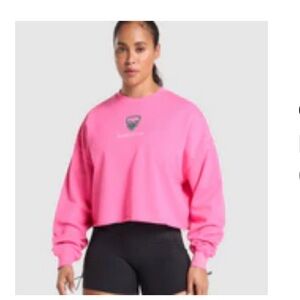 Gymshark Bright Pink Kettlebell Cutie Cropped Sweatshirt - Like New!